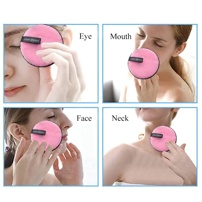 Reusable Soft Makeup Remover Pads for All Skin- 3 pack Microfiber Face Rounds Wipes Heavy Mascara Eye Shadow Facial Cleansing Puffs Foundation