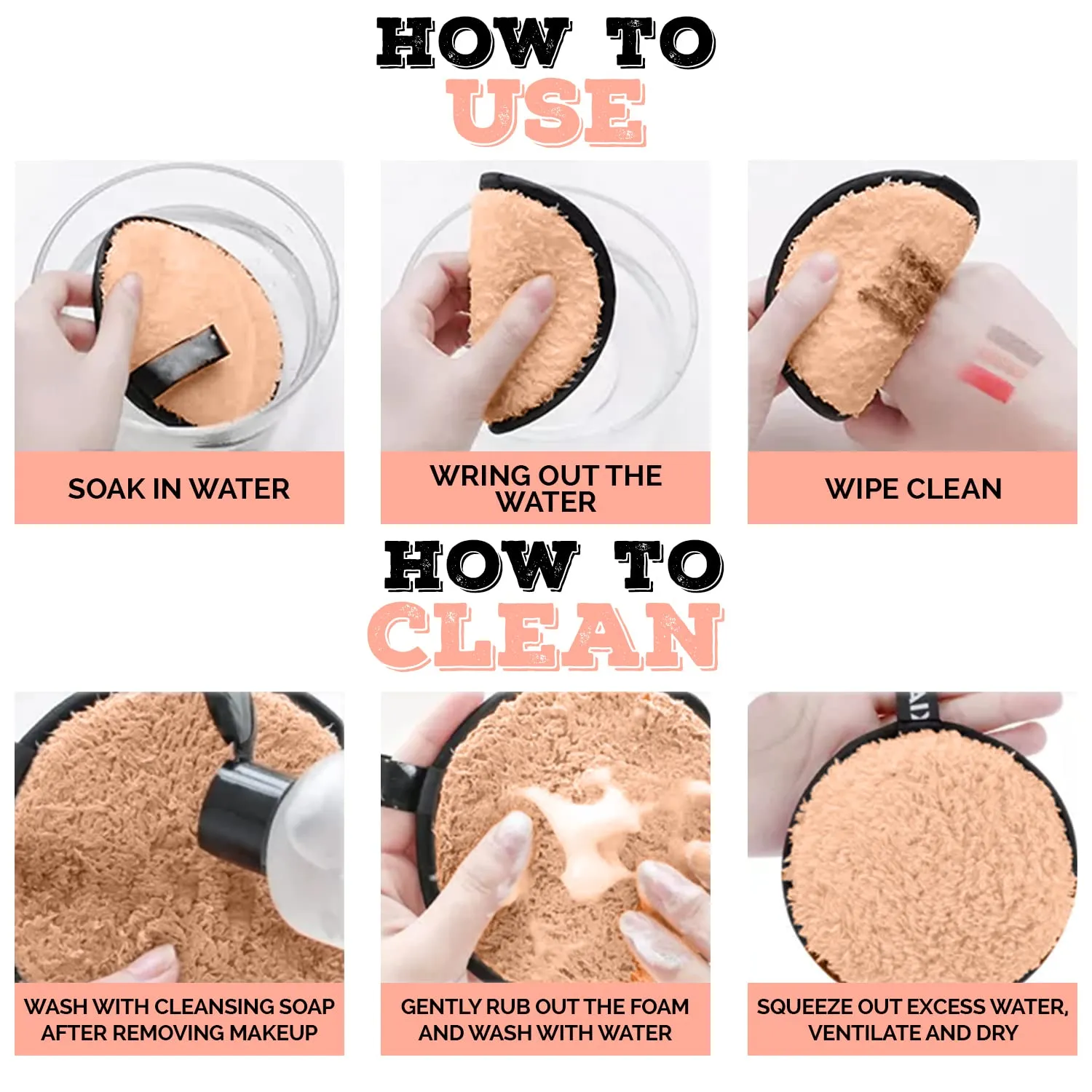 Reusable Soft Makeup Remover Pads for All Skin- 3 pack Microfiber Face Rounds Wipes Heavy Mascara Eye Shadow Facial Cleansing Puffs Foundation