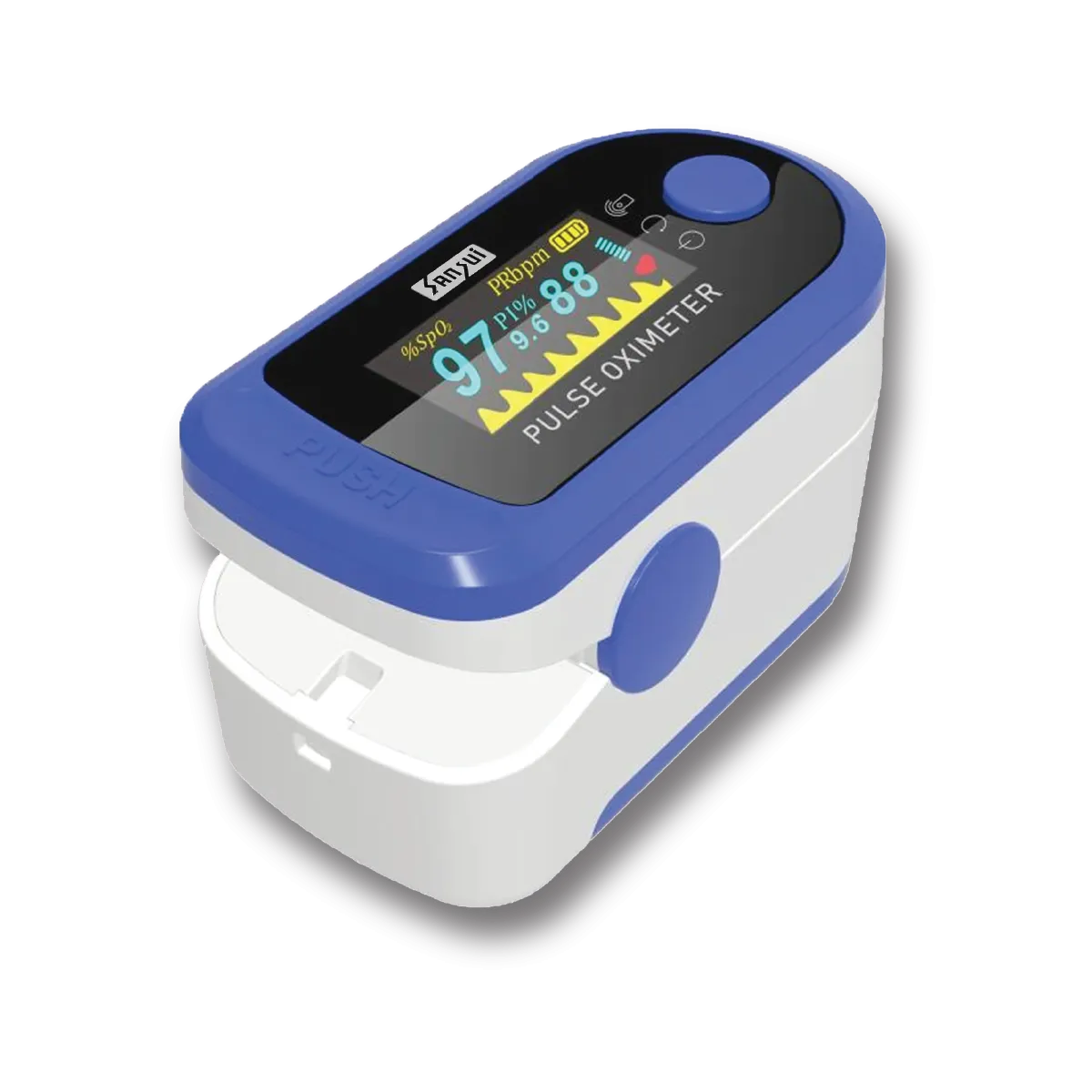 Sansui Digital Pulse Oximeter with Visual Alarm (Made in India) (Blue)