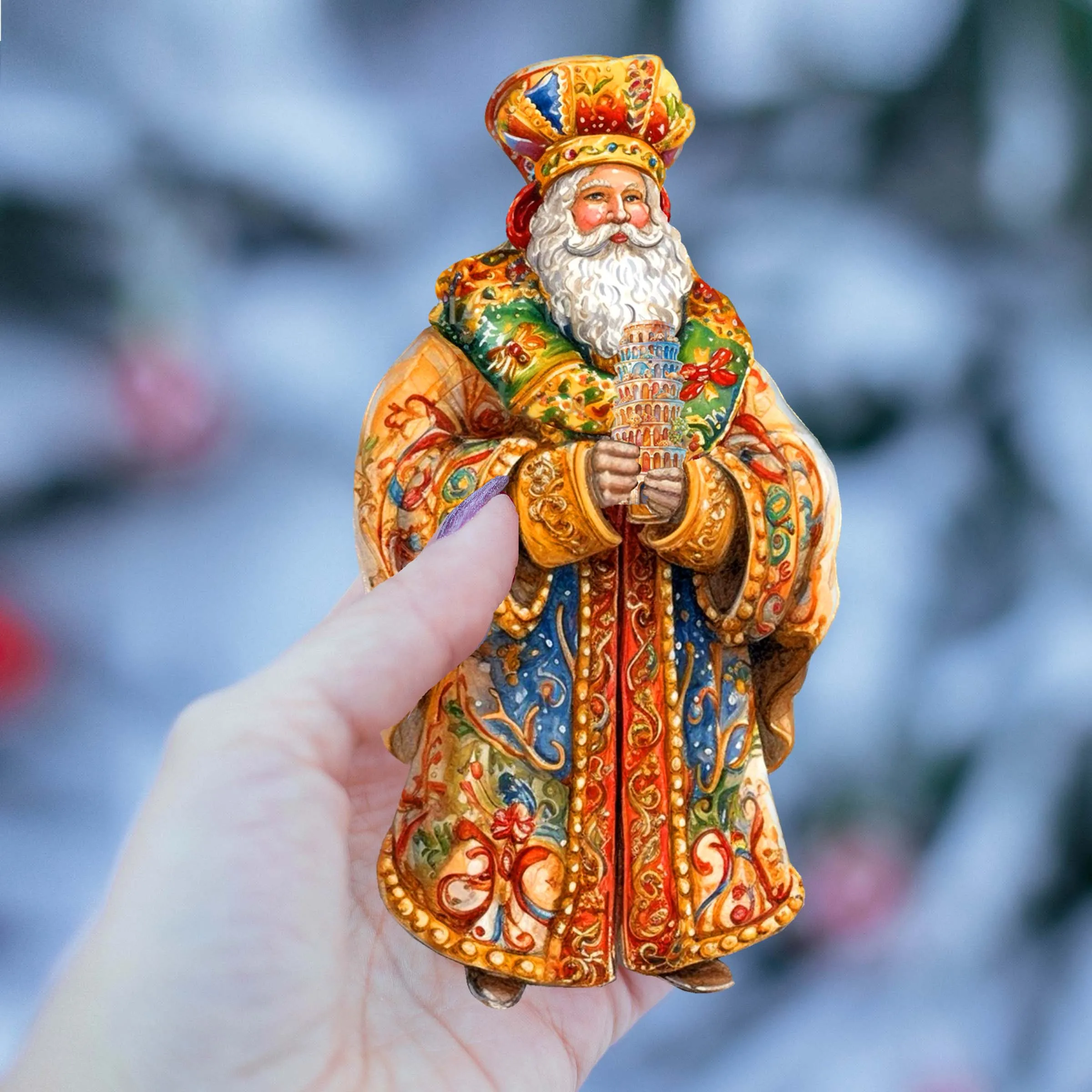 Santas Around the World - Italian Inspired Santa - Wooden Ornaments Set of 3 by G. DeBrekht Christmas Santa Snowman Decor - 8091307S3