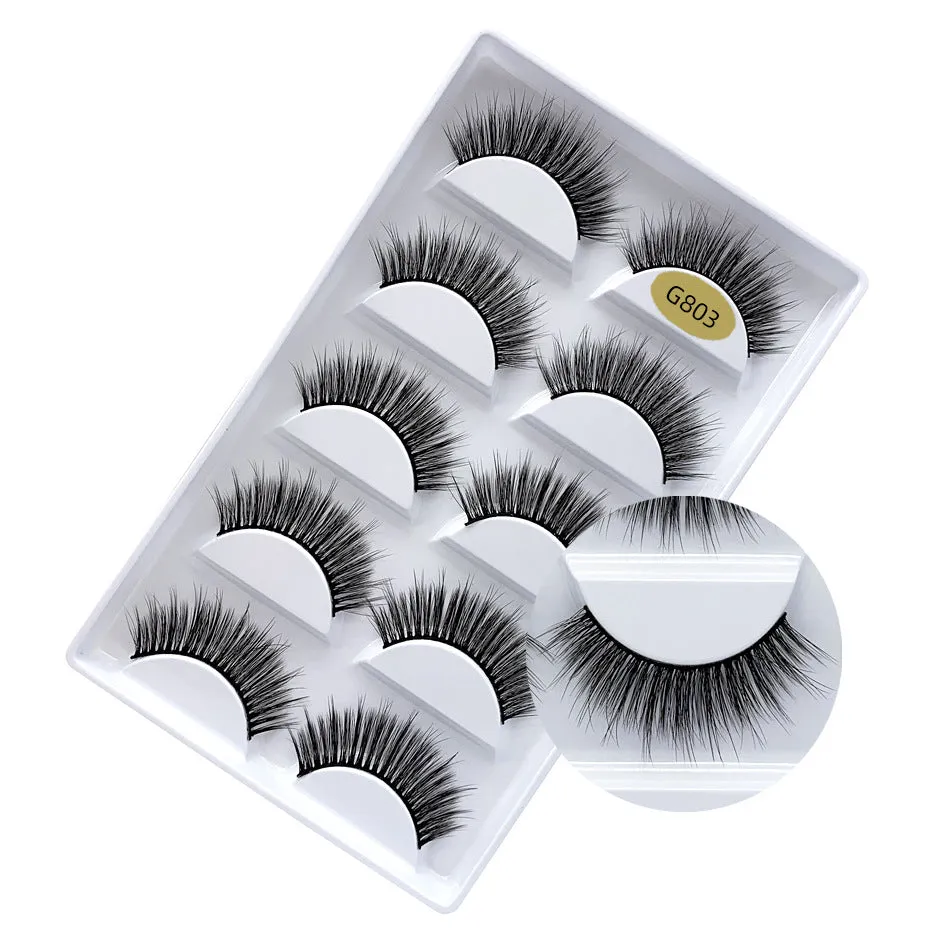 SEALBEER False Eyelashes Natural Thick 5 Pairs Mixed EyelashesPiece Mink Hair Eyelashes
