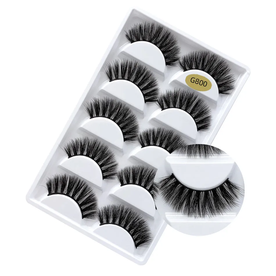 SEALBEER False Eyelashes Natural Thick 5 Pairs Mixed EyelashesPiece Mink Hair Eyelashes
