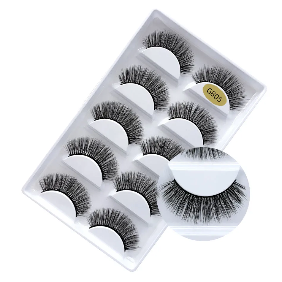 SEALBEER False Eyelashes Natural Thick 5 Pairs Mixed EyelashesPiece Mink Hair Eyelashes