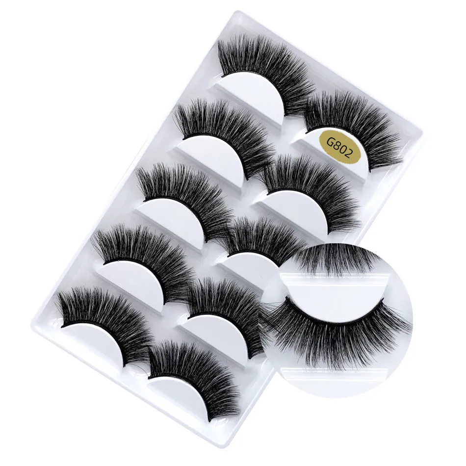 SEALBEER False Eyelashes Natural Thick 5 Pairs Mixed EyelashesPiece Mink Hair Eyelashes