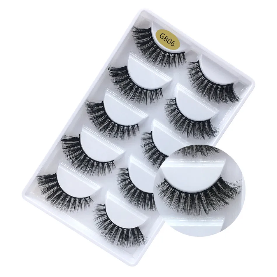 SEALBEER False Eyelashes Natural Thick 5 Pairs Mixed EyelashesPiece Mink Hair Eyelashes