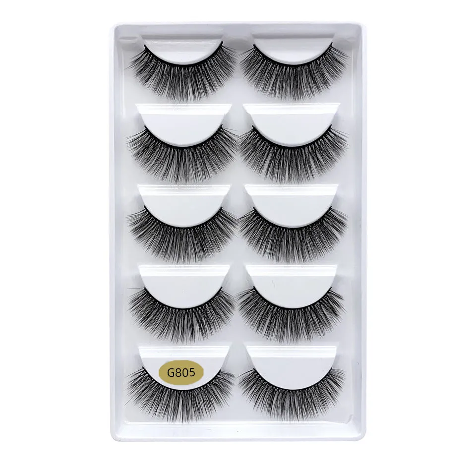 SEALBEER False Eyelashes Natural Thick 5 Pairs Mixed EyelashesPiece Mink Hair Eyelashes