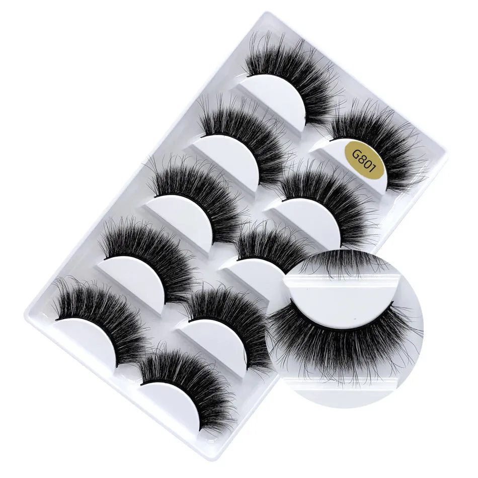 SEALBEER False Eyelashes Natural Thick 5 Pairs Mixed EyelashesPiece Mink Hair Eyelashes