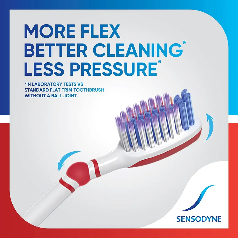Sensodyne Sensitivity & Gum Manual Toothbrush for adults with Soft Bristles & Duoflex Neck, 3pcs Pack
