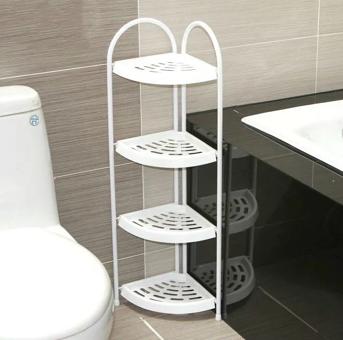 Shower Corner Shelf White Caddy Bathroom Shelves Organiser Bath Storage Rack 4