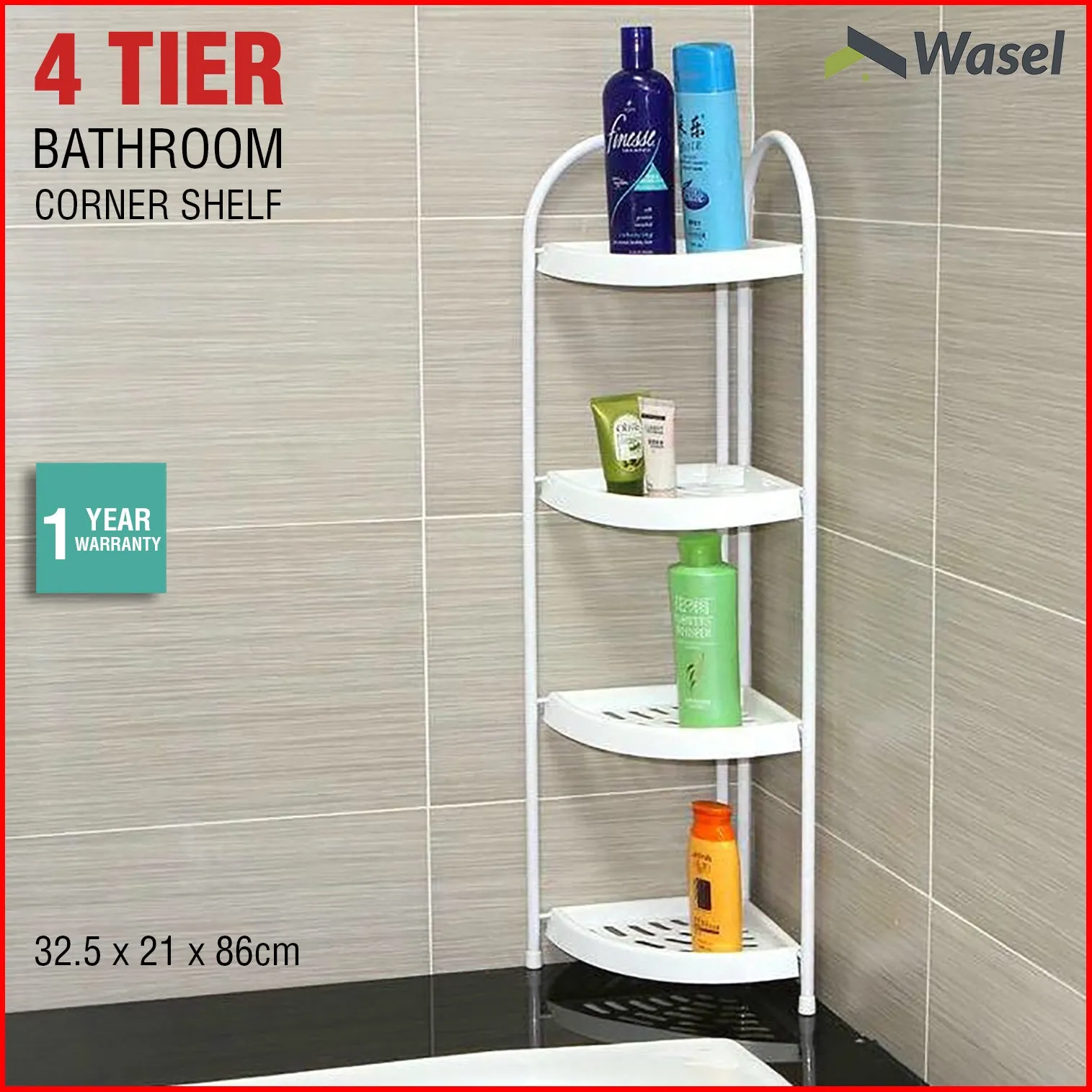 Shower Corner Shelf White Caddy Bathroom Shelves Organiser Bath Storage Rack 4