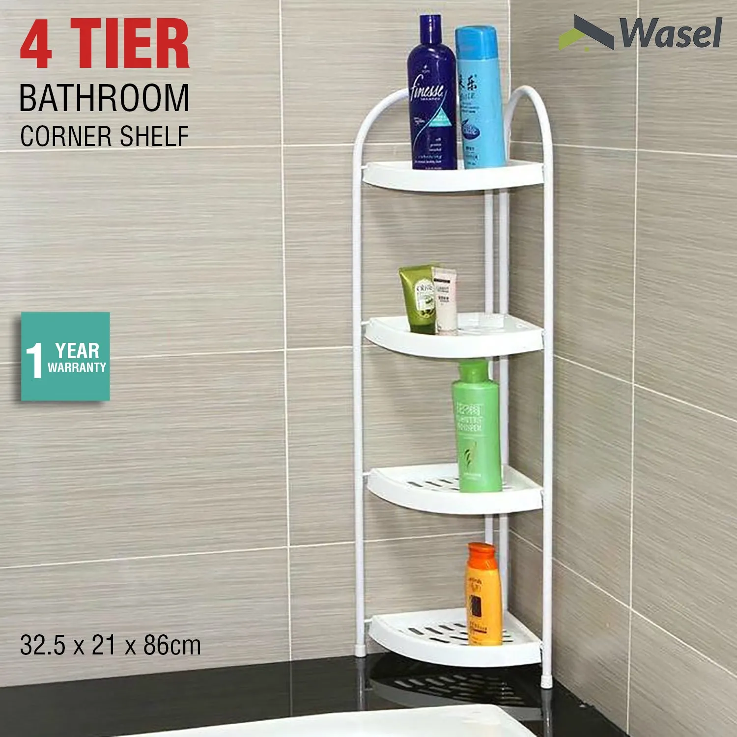 Shower Corner Shelf White Caddy Bathroom Shelves Organiser Bath Storage Rack 4