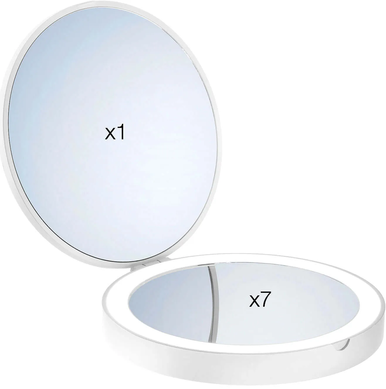 Smedbo 7x/1x Compact Cordless LED Travel Mirror - Matte White or Matte Black