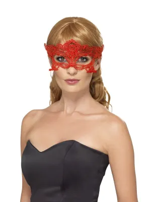 Smiffys Embroidered Lace Filigree Heart Eyemask, Red - 45632