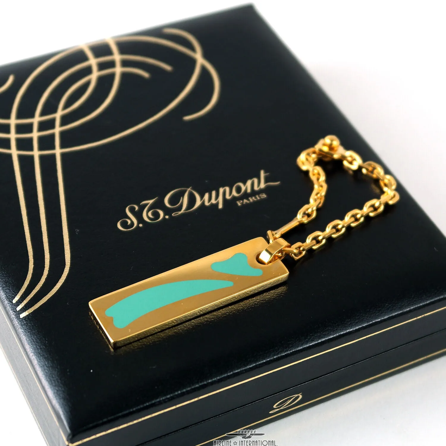 S.T. Dupont Art Nouveau Limited Edition Green Fountain Pen & Key Chain