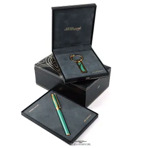 S.T. Dupont Art Nouveau Limited Edition Green Fountain Pen & Key Chain
