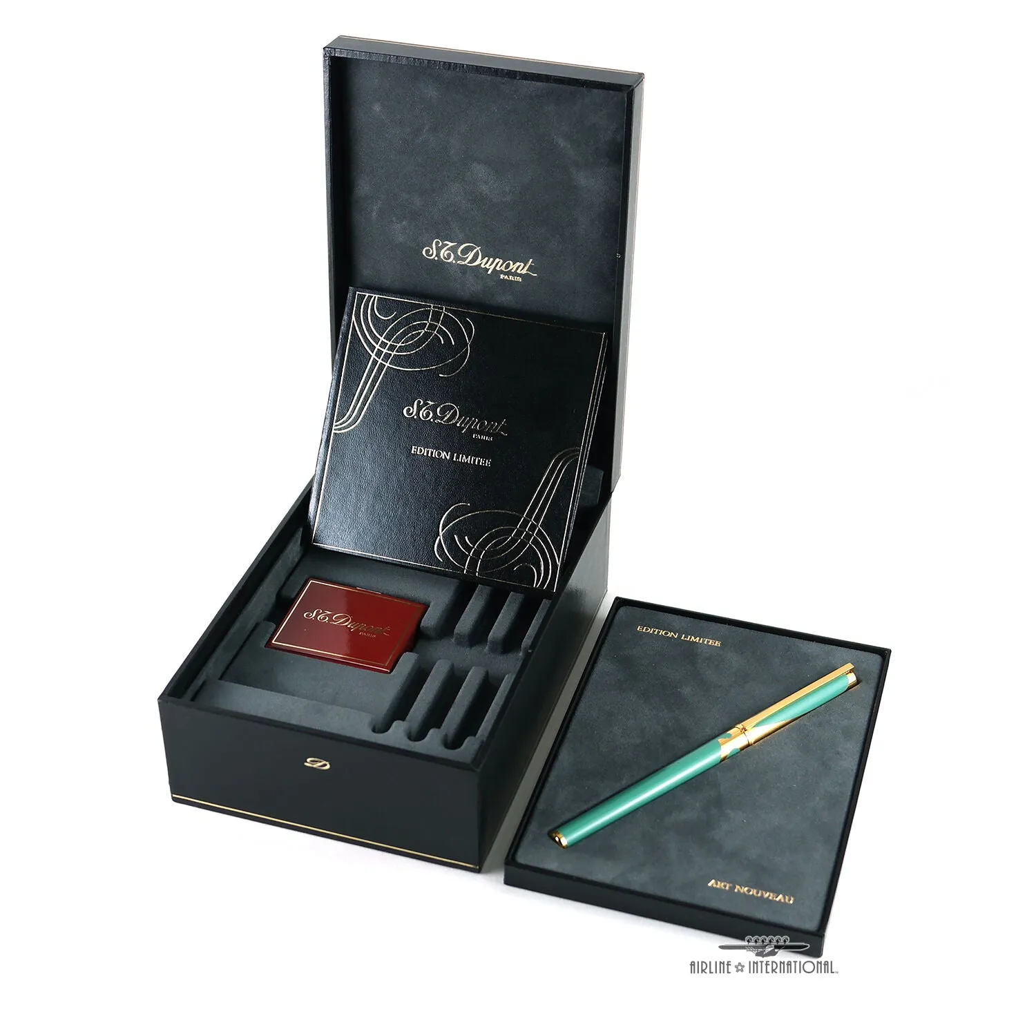 S.T. Dupont Art Nouveau Limited Edition Green Fountain Pen & Key Chain