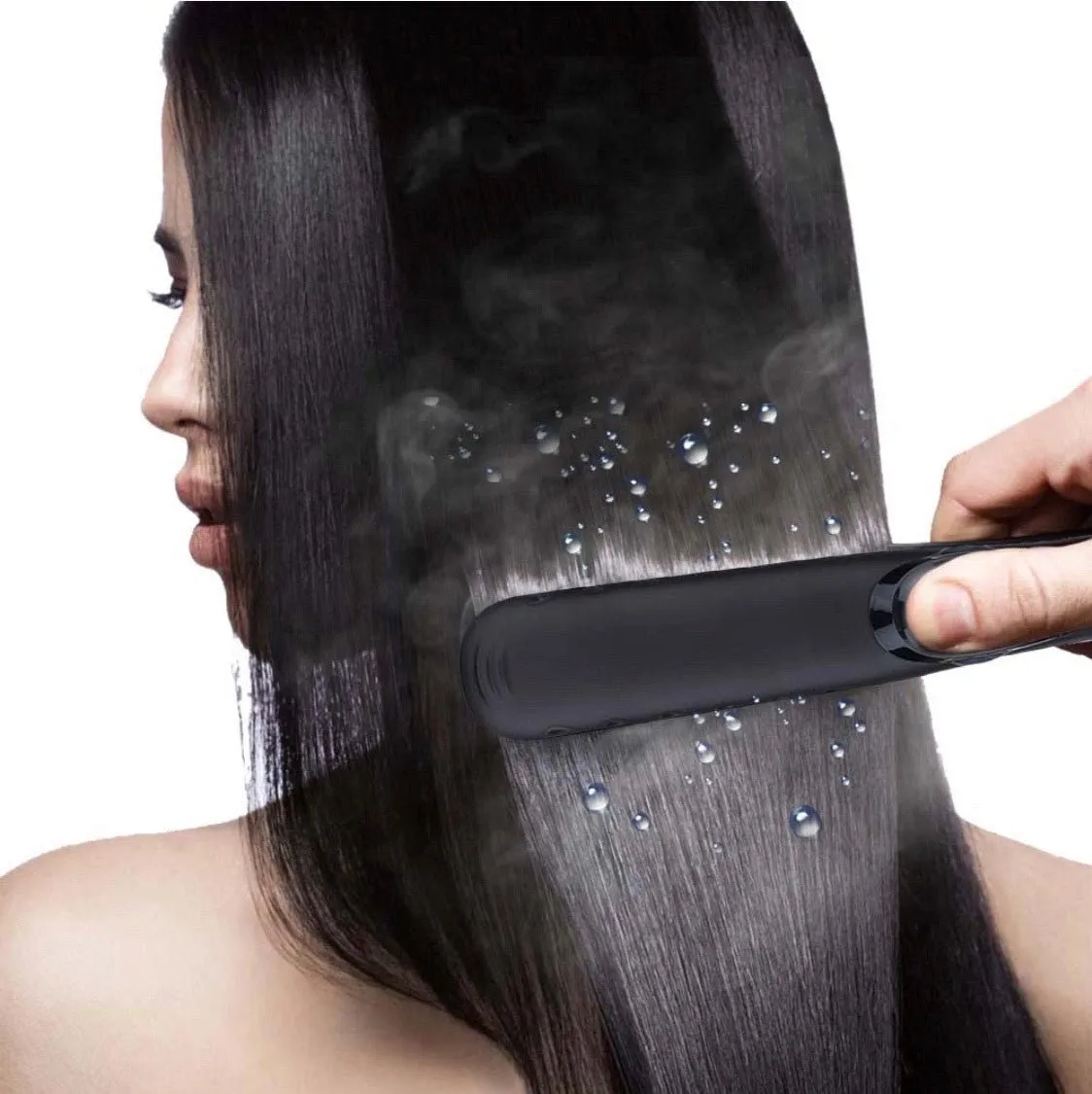 Steam Hair Straightener - Ceramic Plates with Flat Irons