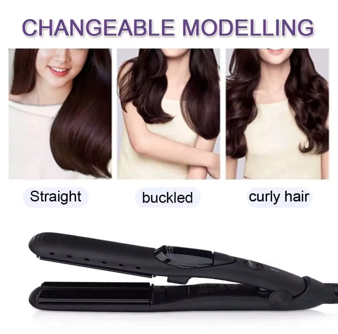 Steam Hair Straightener - Ceramic Plates with Flat Irons