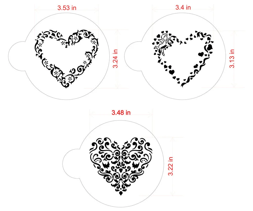Swirl Valentine Heart Round Cookie Stencil Set by Designer Stencils