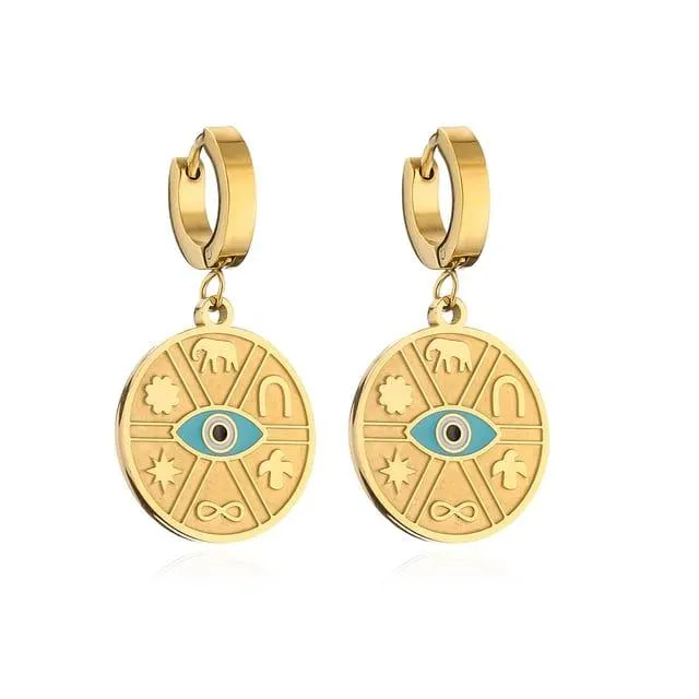 Symbolic Turkish Treasure Hoop Earrings