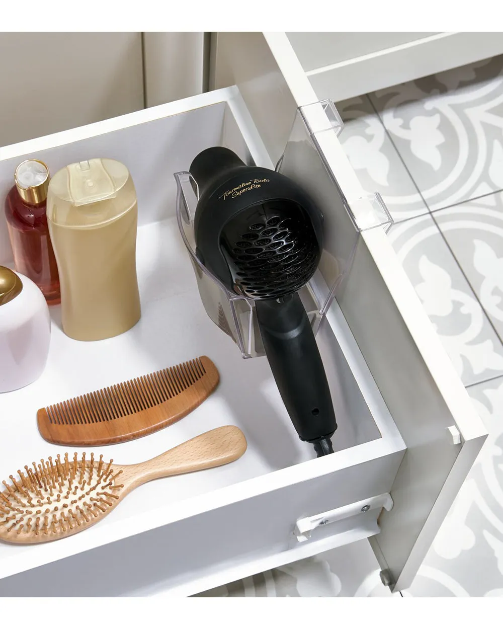The Home Edit Hanging Hair Tool Organizer Clear & Grey