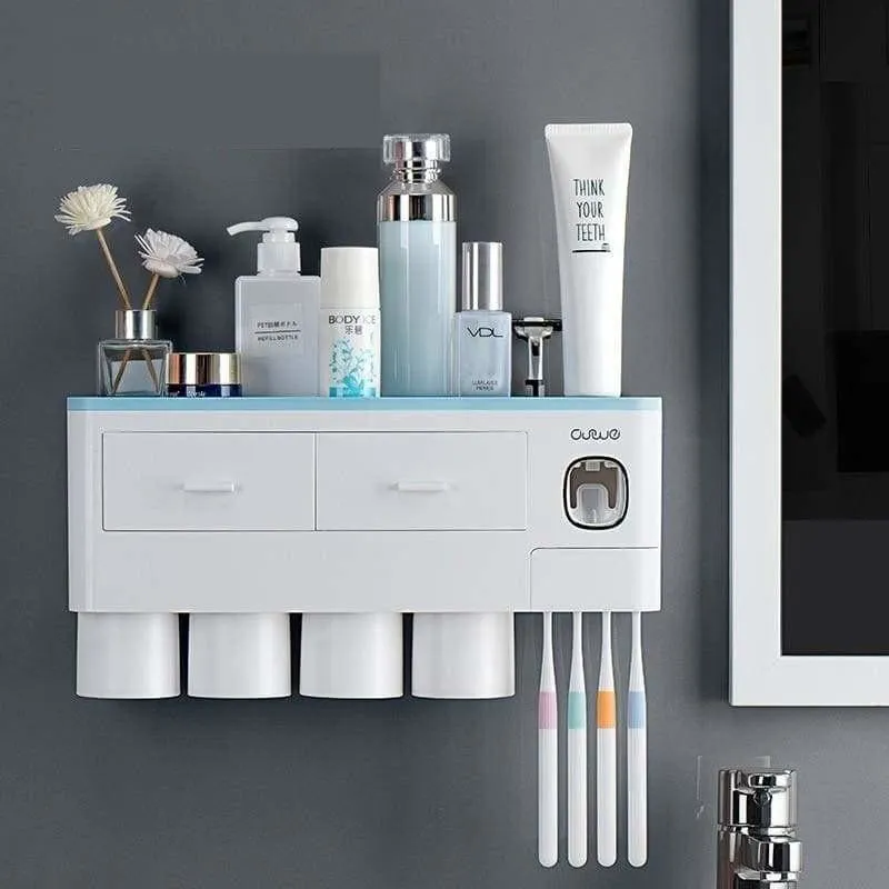 Toothpaste Dispenser And Toothbrush Holder