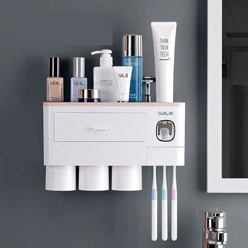 Toothpaste Dispenser And Toothbrush Holder