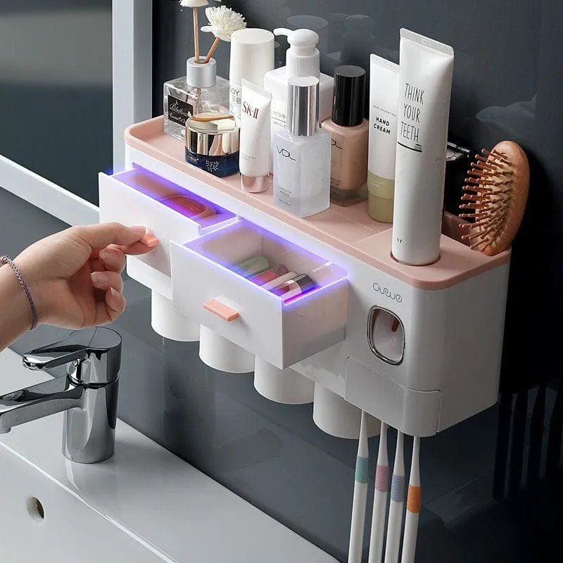 Toothpaste Dispenser And Toothbrush Holder