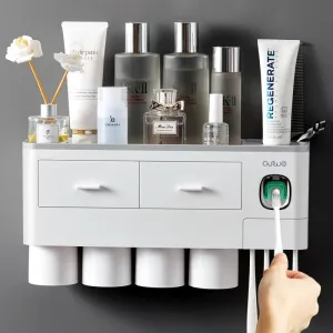 Toothpaste Dispenser And Toothbrush Holder