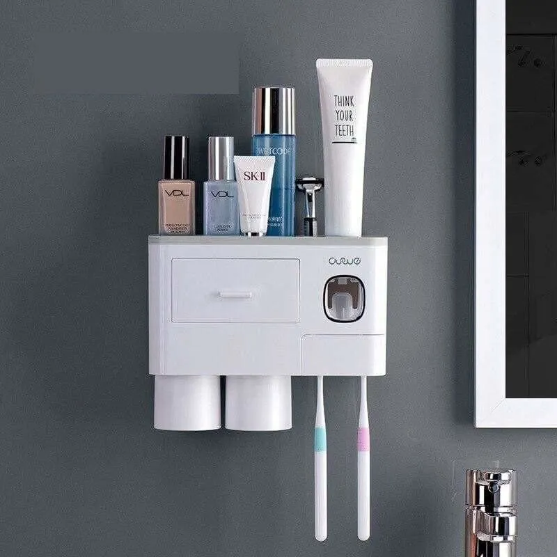Toothpaste Dispenser And Toothbrush Holder