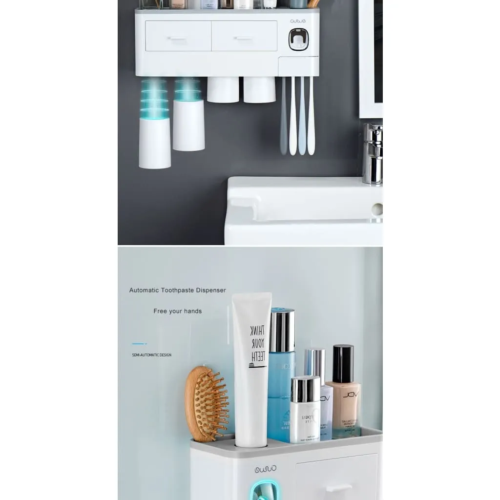 Toothpaste Dispenser And Toothbrush Holder