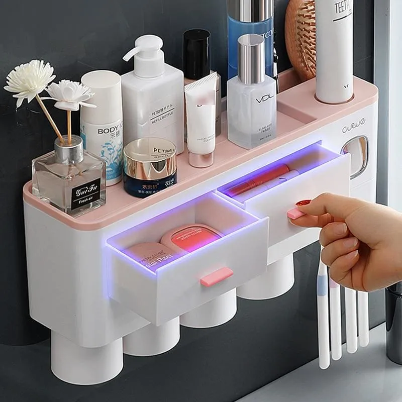 Toothpaste Dispenser And Toothbrush Holder