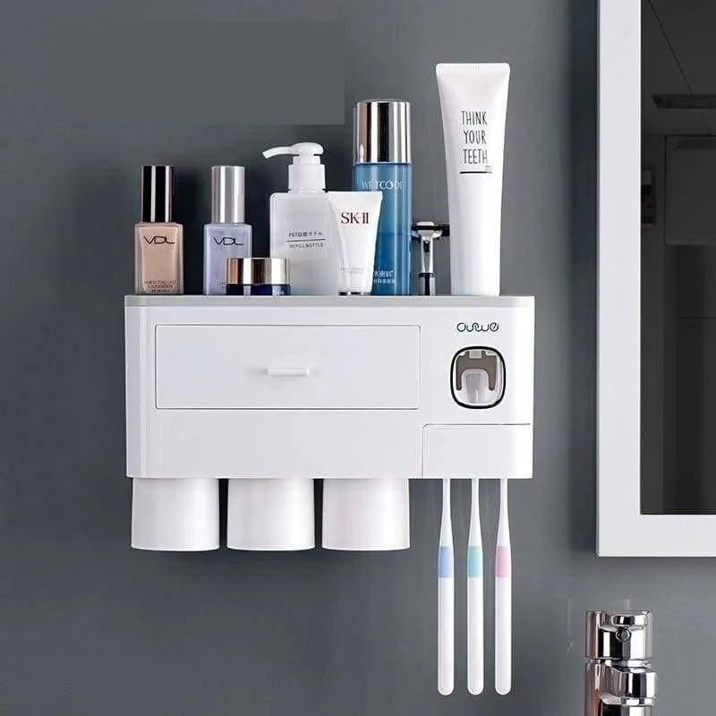 Toothpaste Dispenser And Toothbrush Holder