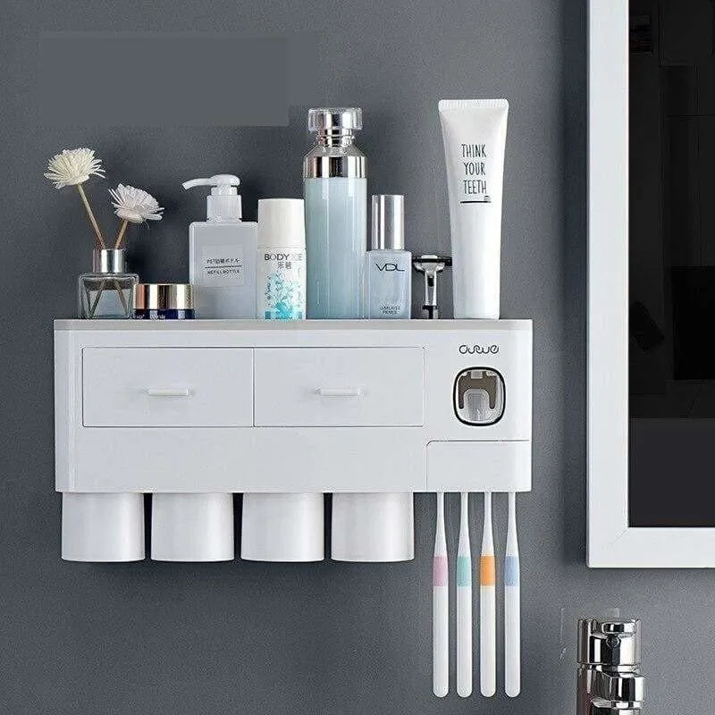 Toothpaste Dispenser And Toothbrush Holder