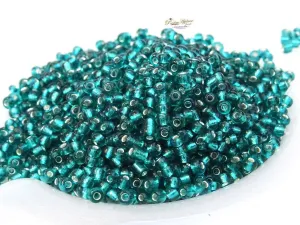 Turquoise Crystal Seed Bead Silver Line Round Shaped Beads Making  Bridal / Traditional Jewellery