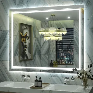 VANLIO 40x36 Lighted Bathroom Mirror with Lights, Dimmable LED Bathroom Vanity Mirror, Backlit and Front Lighted Mirror for Wall, Anti-Fog, Memory, Shatterproof, 3 Color(Horizontal/Vertical)