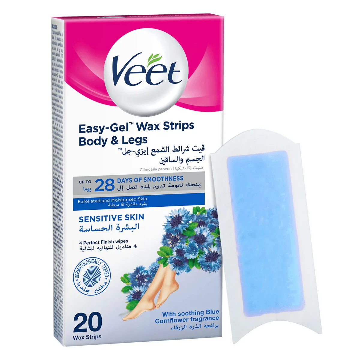 Veet Hair Removal Cold Wax Strips Sensitive Skin - 20 Strips