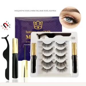 VenusFox Free Shipping Magnet Eyelashes Natural Set Glue-Free Magnetic 1 Liquid 5 Pairs Handmade Stereo Eyelashes Factory Direct Sales