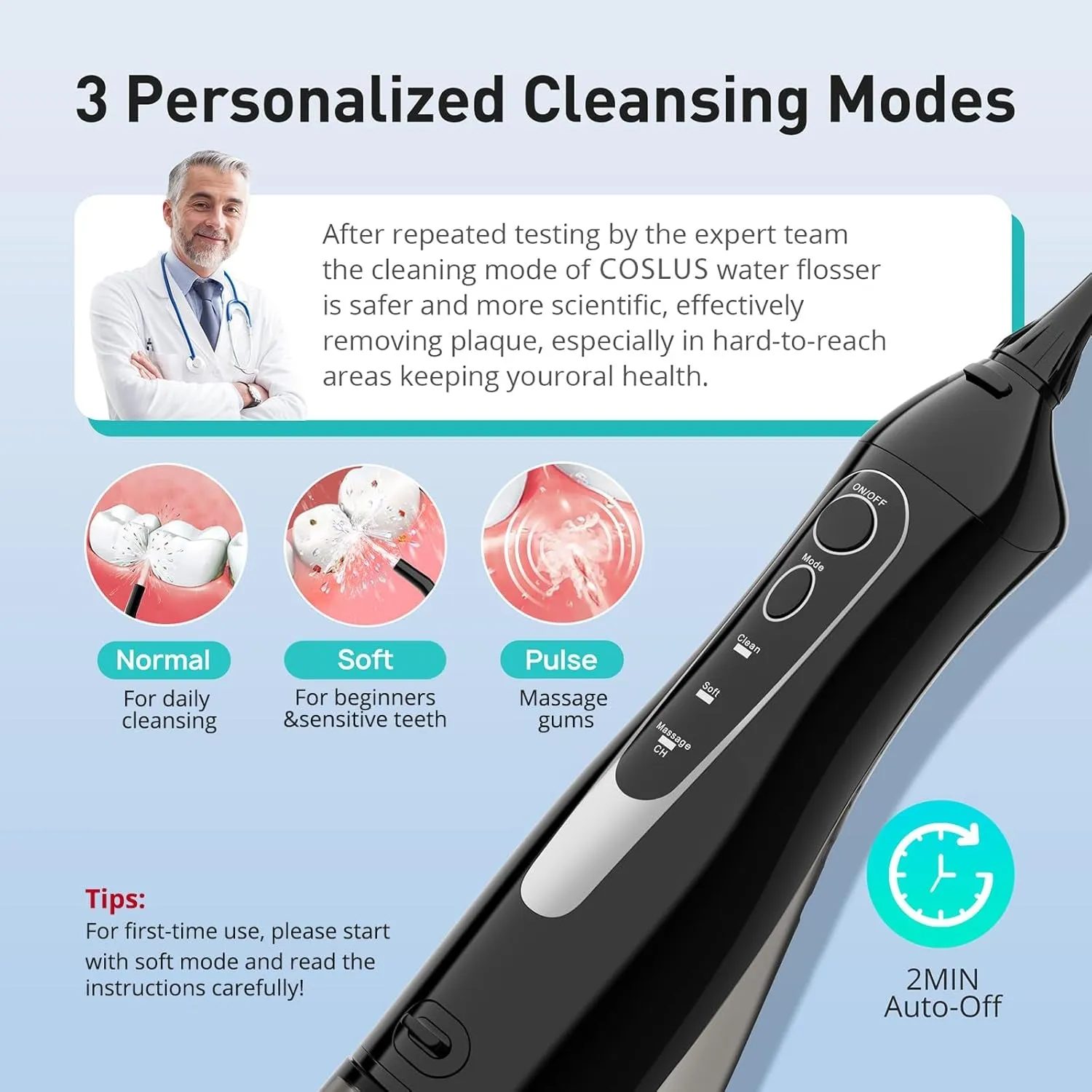 Water Dental Flosser for Teeth Cordless: Portable Oral Irrigator 300ML 5 Jet Tips Rechargeable Tooth Flosser Teeth Braces Pick IPX7 Waterproof