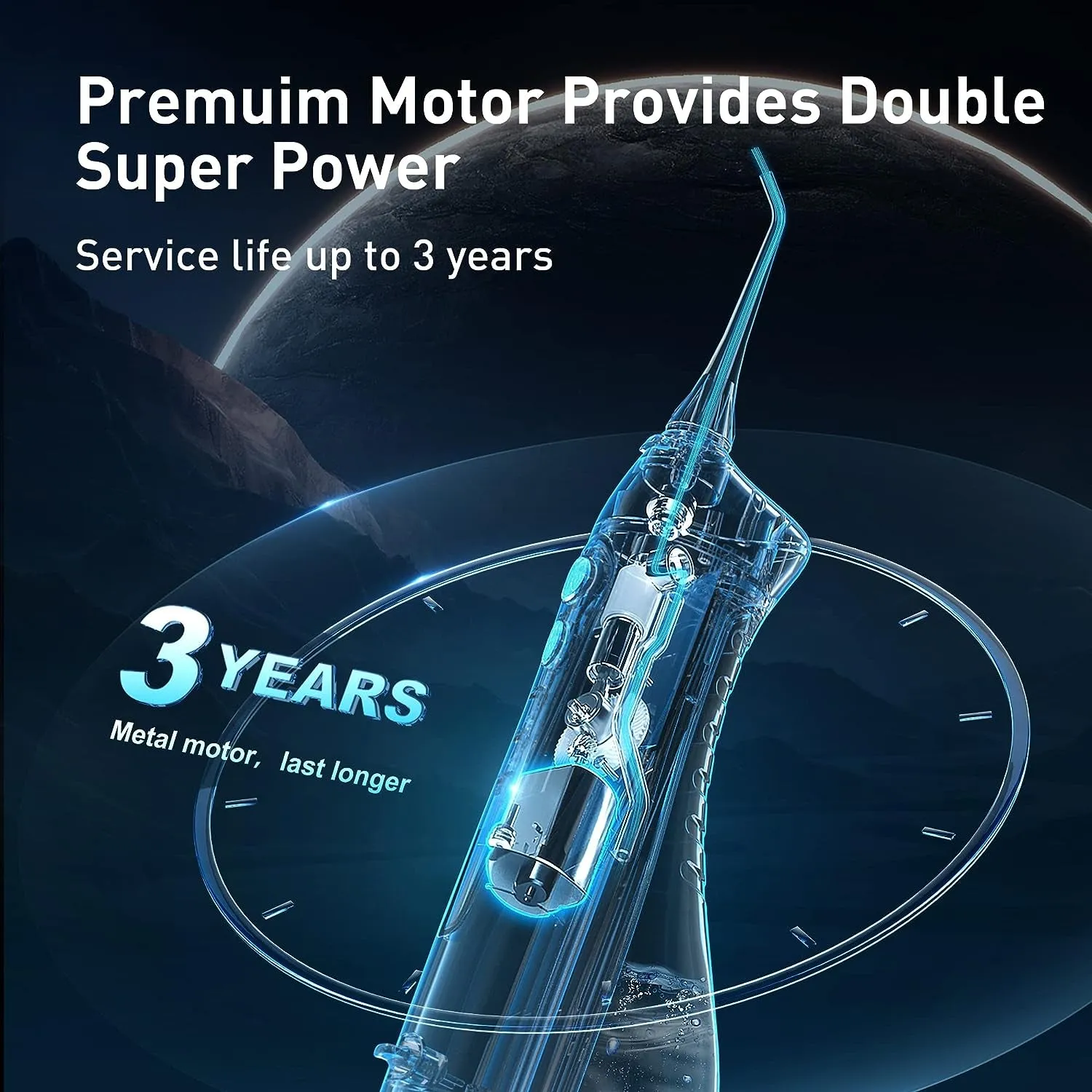 Water Dental Flosser for Teeth Cordless: Portable Oral Irrigator 300ML 5 Jet Tips Rechargeable Tooth Flosser Teeth Braces Pick IPX7 Waterproof
