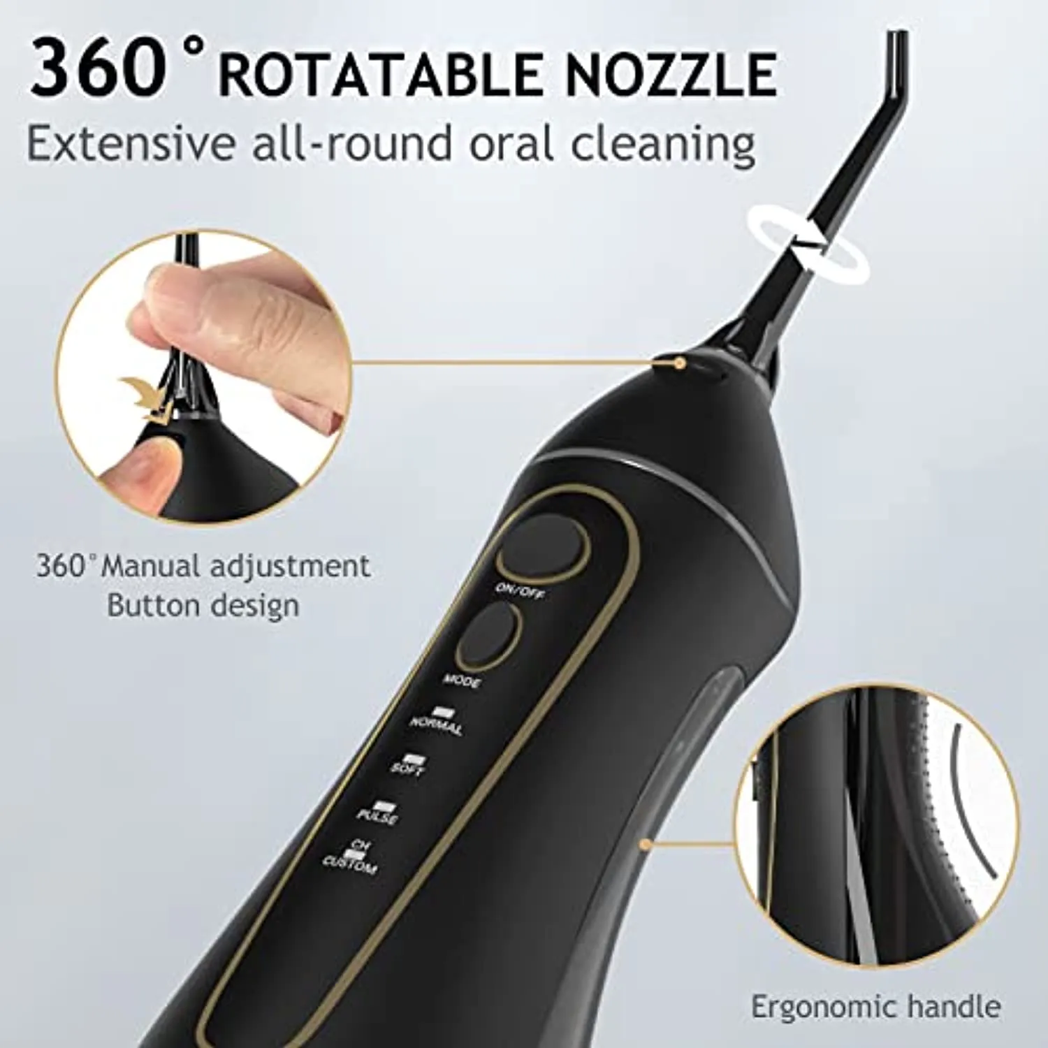 Water-Dental-flosser-Teeth-Cleaner-Oral Irrigator with 4 Modes Cordless Water Teeth Cleaner Pick for Braces & Bridges Care IPX7 Waterproof Rechargeable Portable Powerful Battery for Home & Travel