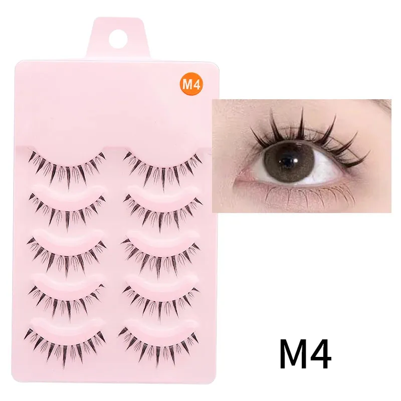 Wispy Manga Style Eyelashes Soft Natural Thick False Daily Eye Lashes Dating Makeup Eye Accessories 5 Pairs - 10pcs