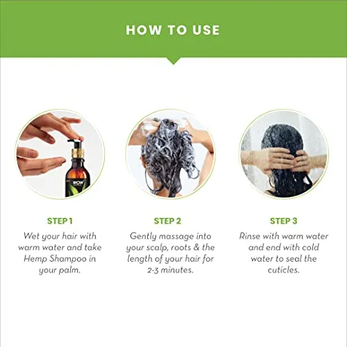 WOW Skin Science Hemp Shampoo for Strengthening and Restoring Hair - For Stressed Scalp & Dry Hair - 250ml